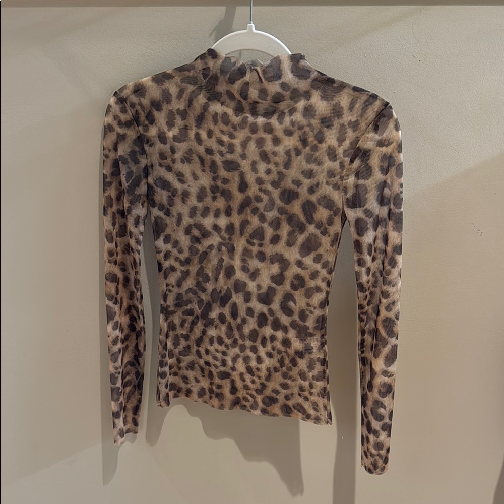 Zara Brown and Tan Fitted Long Sleeve Blouse